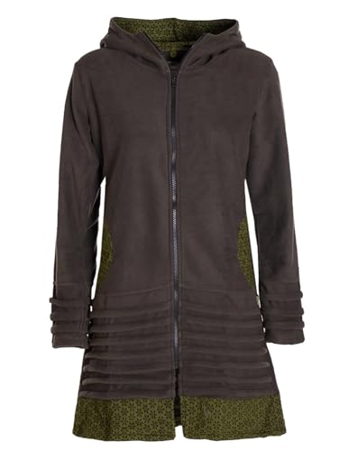 Vishes - Alternative Bekleidung - Damen lange Fleecejacke Hippiemantel Übergangsjacke Zipfelkapuze olive 40 von Vishes