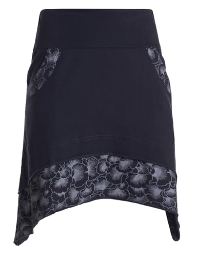Vishes Alternative Bekleidung - Damen mini Rock Baumwolle Blumen-Muster extra breiter Bund mit Kordel-Zug und Taschen schwarz 44 Vishes Alternative Bekleidung - Damen mini Rock Baumwolle Blumen-Muster extra breiter Bund mit Kordel-Zug und Taschen schwarz 44 von Vishes