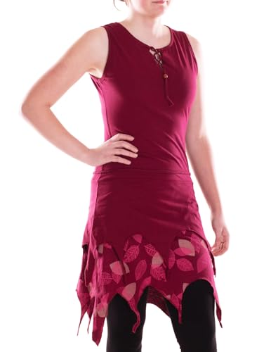 Vishes Alternative Bekleidung - Damen mittellanges Kleid Baumwolle Blatt Zipfelsaum Schürung am Auschnitt dunkelrot 38 Vishes Alternative Bekleidung - Damen mittellanges Kleid Baumwolle Blatt Zipfelsaum Schürung am Auschnitt dunkelrot 38 von Vishes