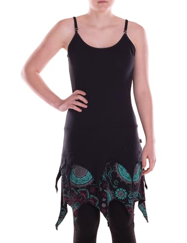 Vishes Alternative Bekleidung - Damen mittellanges Kleid Baumwolle Paisley asymmetrisch Spaghetti-Träger schwarz 40 Vishes Alternative Bekleidung - Damen mittellanges Kleid Baumwolle Paisley asymmetrisch Spaghetti-Träger schwarz 40 von Vishes