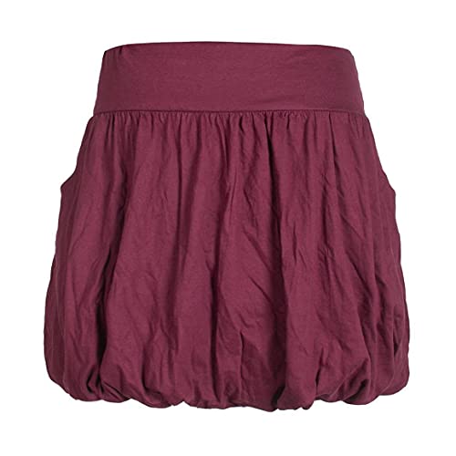 Vishes - Alternative Bekleidung - Einfarbiger Damen Basic Ballonrock Pluder-Rock Biobaumwolle Taschen dunkelrot 46 von Vishes