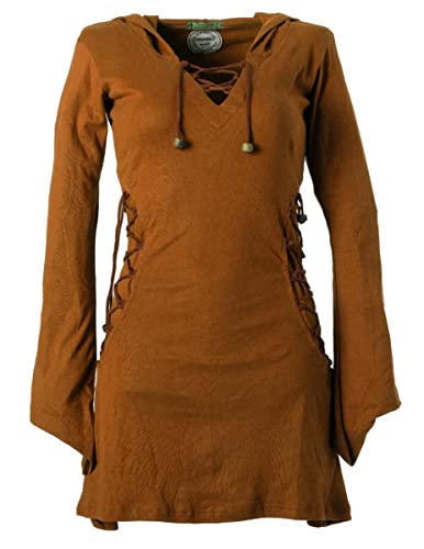 Vishes - Alternative Bekleidung - Elfenkleid mit Zipfelkapuze und Bändern zum Schnüren dunkelorange 48 (2XL) von Vishes