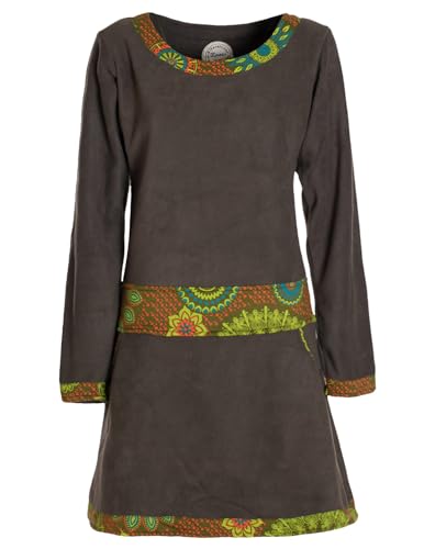 Vishes- Alternative Bekleidung - Extra warmes Winterkleid Damen Langarm Kleider Sweatkleid Fleece Olive 36 von Vishes