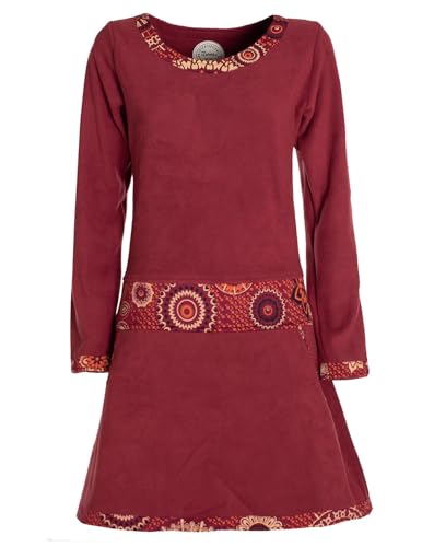 Vishes- Alternative Bekleidung - Extra warmes Winterkleid Damen Langarm Kleider Sweatkleid Fleece dunkelrot 40-42 von Vishes