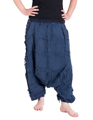 Vishes - Alternative Bekleidung - Fetzen Patchwork Haremshose aus Baumwolle Destroyed Look blau 34-36 von Vishes