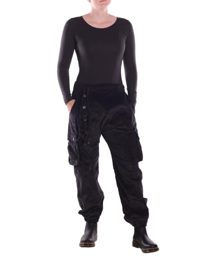 Vishes - Alternative Bekleidung - Haremshose aus Cord mit Taschen und Band schwarz 36 von Vishes