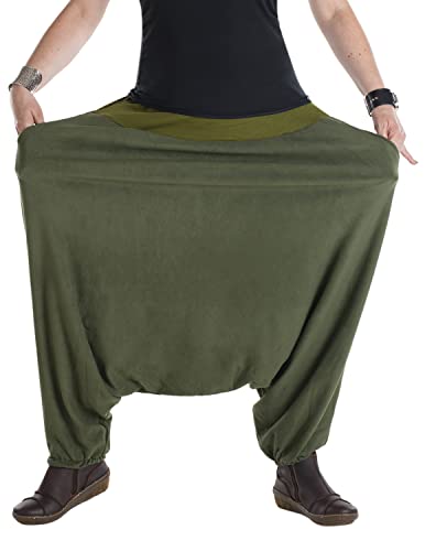 Vishes - Alternative Bekleidung - Haremshose aus Fleece Einheitsgröße/Lange Größe Olive 44-50 von Vishes
