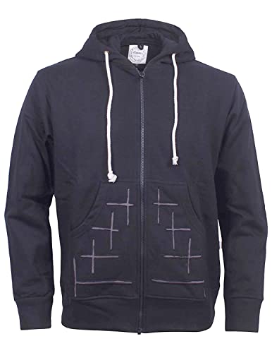 Vishes - Alternative Bekleidung - Herren Cutwork Hoodie Sweater Einfarbig Warm Kapuze Kängurutasche schwarz 52-54 von Vishes