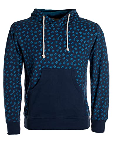 Vishes - Alternative Bekleidung - Herren Winter Baumwoll-Hoodie Sweatshirt Känguru-Tasche Om-Druck dunkelblau 52-54 von Vishes