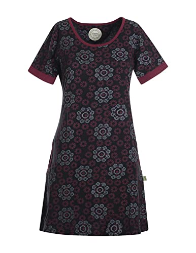Vishes - Alternative Bekleidung - Kurzarm Damen Hippie T-Shirt Kleid Blumen Tunika Jerseykleid Baumwolle schwarz 46-48 von Vishes