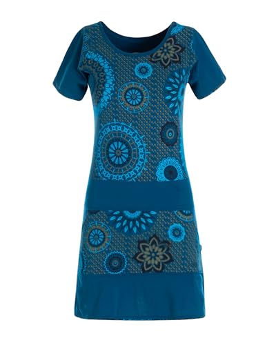 Vishes - Alternative Bekleidung - Kurzarm Damen Sommer-Kleid Mini-Kleid Tunika-Kleid T-Shirtkleid türkis 44 von Vishes