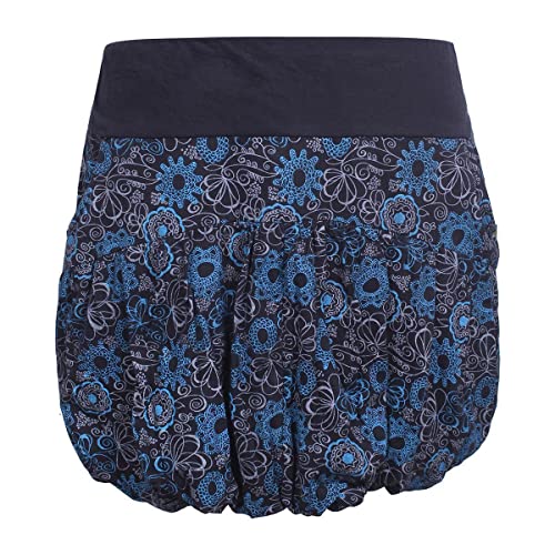 Vishes - Alternative Bekleidung - Kurzer Damen Ballon-Rock Baumwoll-Jersey Blumen-Druck Taschen schwarz 40 von Vishes