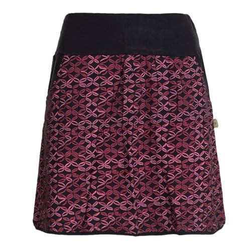 Vishes - Alternative Bekleidung - Kurzer Damen Baumwoll-Rock 70er 80er Jahre Muster Karos Taschen schwarz-dunkelrot 38 von Vishes