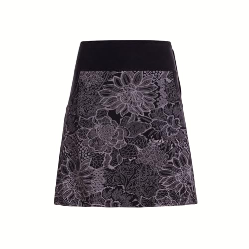 Vishes kurzer Damenrock mit Blumen-Spitze in schwarz I Größe L (40) I Handgefertigt aus 100% Baumwolle I Rock mit Taschen I Für warme & kalte Monate I Nachhaltige Alternative Bekleidung von Vishes