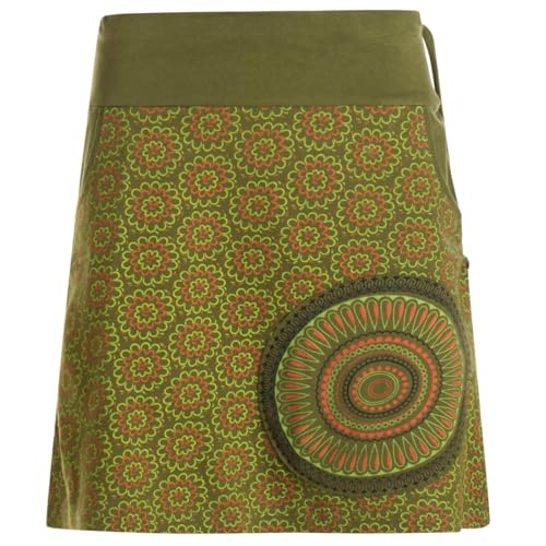 Vishes kurzer Damen-Rock mit Mandalas in Olive I Größe XS (34) I Handgefertigt aus 100% Baumwolle I Rock mit Taschen I Ideal für warme & kalte Monate I Nachhaltige Alternative Bekleidung Vishes kurzer Damen-Rock mit Mandalas in Olive I Größe XS (34) I Handgefertigt aus 100% Baumwolle I Rock mit Taschen I Ideal für warme & kalte Monate I Nachhaltige Alternative Bekleidung von Vishes