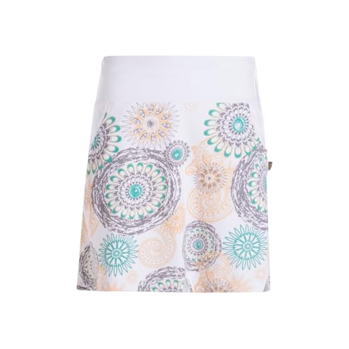 Vishes kurzer Damen-Rock mit Mandalas in weiß I Größe XL (42) I Handgefertigt aus 100% Baumwolle I Mit Taschen I Ideal für warme & kalte Monate I Nachhaltige Alternative Bekleidung von Vishes