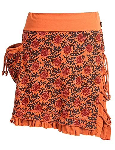 Vishes - Alternative Bekleidung - Kurzer Damen Baumwollrock zum Überziehen Asymmetrisch orange 38 von Vishes