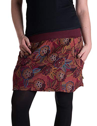 Vishes - Alternative Bekleidung - Kurzer Flower Power Winter Rock aus Fleece mit Taschen dunkelrot 38-40 von Vishes