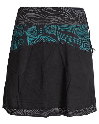 Vishes - Alternative Bekleidung - Lagenlook Goa Hippie Damen Rock Kurz Breiter Bund Taschen Röcke schwarz 36 von Vishes