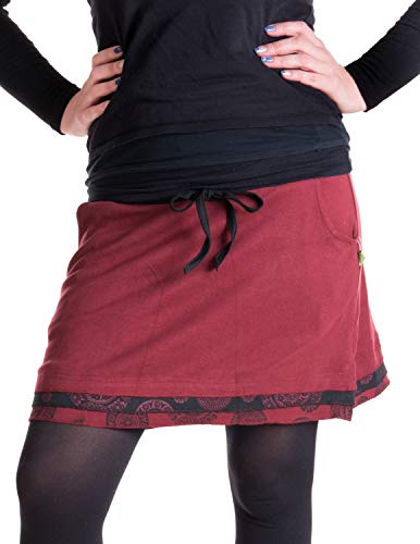 Vishes - Alternative Bekleidung - Kurzer Lagenlook Rock aus Baumwolle - mit Taschen zum Binden dunkelrot 40 von Vishes