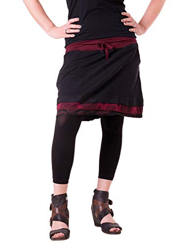 Vishes - Alternative Bekleidung - Kurzer Lagenlook Rock aus Baumwolle - mit Taschen zum Binden schwarz-rot 38 von Vishes
