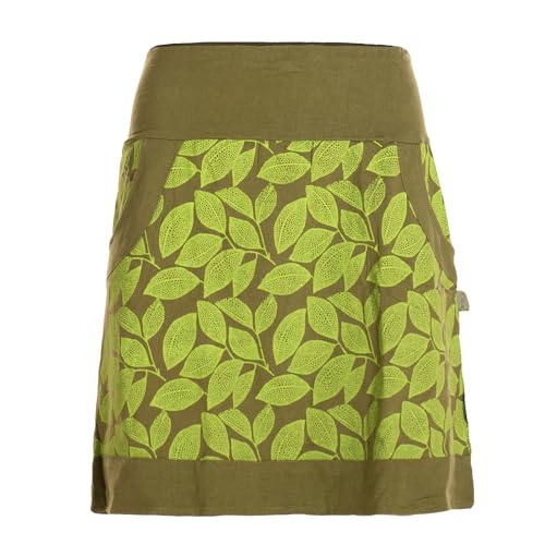 Vishes - Alternative Bekleidung - Kurzer Rock Damen Elfen Mini-Rock Blätter-Röcke florales Muster Olive 42 von Vishes