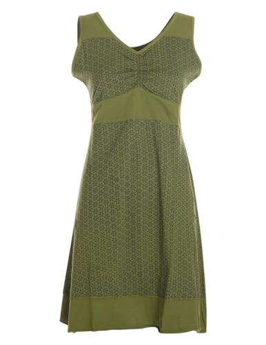 Vishes - Alternative Bekleidung - Kurzes Damen Kleid Blumentunika Hemdchen Hängerchen ärmellos Olive 38 von Vishes