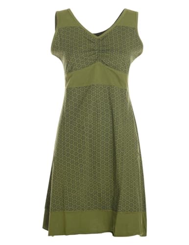 Vishes - Alternative Bekleidung - Kurzes Damen Kleid Blumentunika Hemdchen Hängerchen ärmellos Olive 40-42 von Vishes