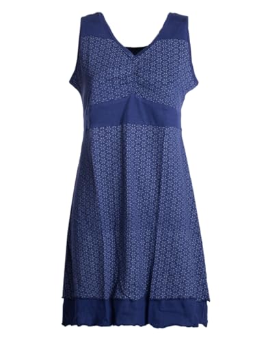 Vishes - Alternative Bekleidung - Kurzes Damen Kleid Blumentunika Hemdchen Hängerchen ärmellos blaugrau 42 von Vishes