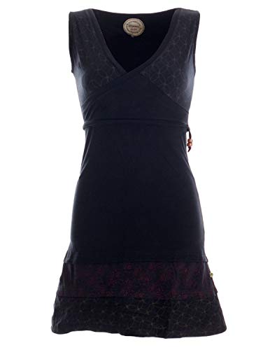 Vishes - Alternative Bekleidung - Kurzes ärmelloses Mini Sommerkleid Bedruckt - Tunika Schwarz 38 von Vishes