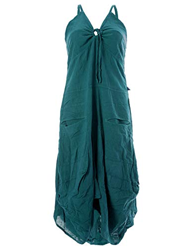 Vishes - Alternative Bekleidung - Lagenlook Ballonkleid mit verstellbaren Trägern türkis 34-36 von Vishes