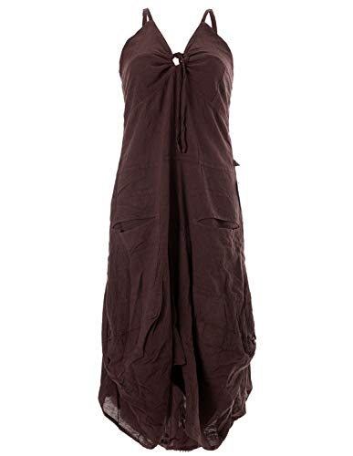 Vishes - Alternative Bekleidung - Lagenlook Ballonkleid mit verstellbaren Trägern Dunkelbraun 38-40 von Vishes