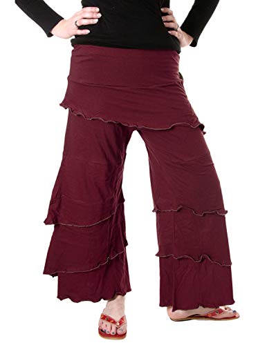 Vishes- Alternative Bekleidung Lagenlook Schlaghose aus Baumwolle - Kurzgröße dunkelrot 44 von Vishes