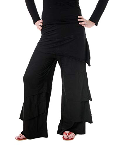 Vishes- Alternative Bekleidung Lagenlook Schlaghose aus Baumwolle - Kurzgröße schwarz 34 bis 36 von Vishes