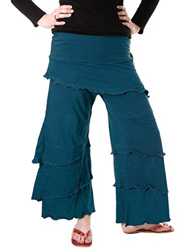 Vishes- Alternative Bekleidung Lagenlook Schlaghose aus Baumwolle - Kurzgröße türkis 42 von Vishes