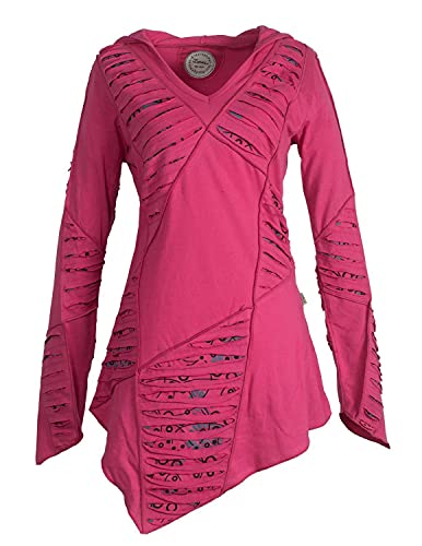 Vishes - Alternative Bekleidung - Langarm Damen Baumwoll Cutwork-Kleid Hoodie Zipfelkapuze Asymmetrisch rosa 38 von Vishes