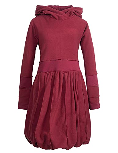 Vishes - Alternative Bekleidung - Langarm Damen Eco Fleecekleid Winterkleid Kapuzenkleid Ballonkleid dunkelrot 36 von Vishes