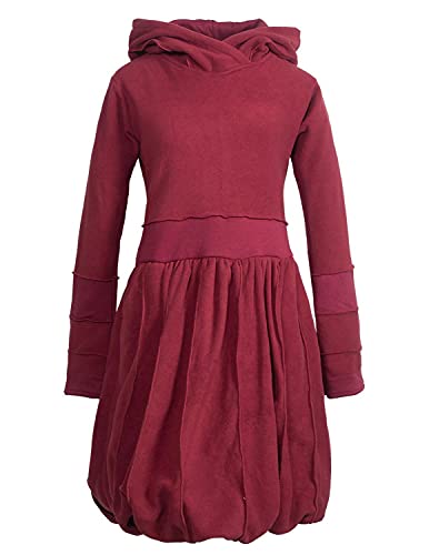 Vishes - Alternative Bekleidung - Langarm Damen Eco Fleecekleid Winterkleid Kapuzenkleid Ballonkleid dunkelrot 42 von Vishes