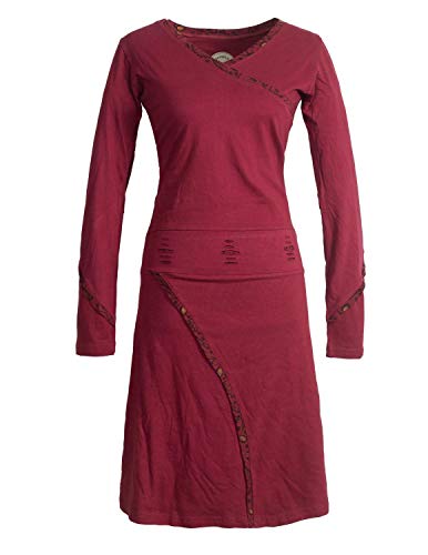 Vishes - Alternative Bekleidung - Langarm Damen Freizeit Jerseykleid Strickkleid Sweatshirtkleid Baumwolle dunkelrot 36 von Vishes