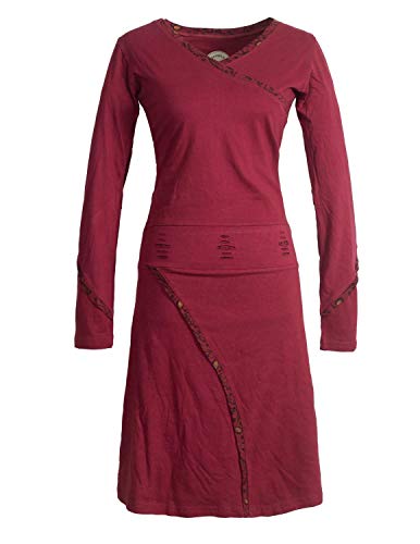 Vishes - Alternative Bekleidung - Langarm Damen Freizeit Jerseykleid Strickkleid Sweatshirtkleid Baumwolle dunkelrot 46-48 von Vishes