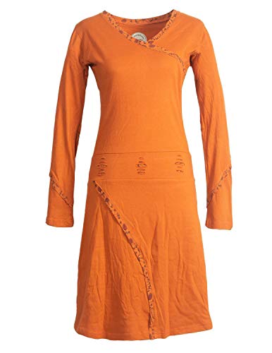 Vishes - Alternative Bekleidung - Langarm Damen Freizeit Jerseykleid Strickkleid Sweatshirtkleid Baumwolle orange 36 von Vishes