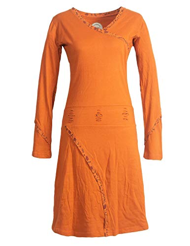 Vishes - Alternative Bekleidung - Langarm Damen Freizeit Jerseykleid Strickkleid Sweatshirtkleid Baumwolle orange 44 von Vishes