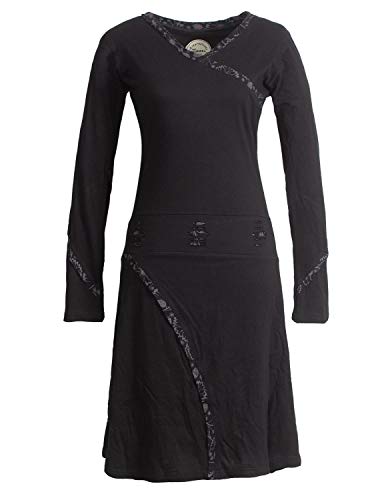 Vishes - Alternative Bekleidung - Langarm Damen Freizeit Jerseykleid Strickkleid Sweatshirtkleid Baumwolle schwarz 48 von Vishes