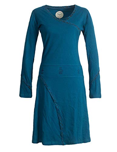 Vishes - Alternative Bekleidung - Langarm Damen Freizeit Jerseykleid Strickkleid Sweatshirtkleid Baumwolle türkis 48 von Vishes