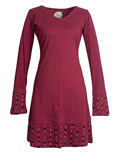 Vishes - Alternative Bekleidung - Langarm Damen Freizeit Lagenlook Jerseykleid Strickkleid Sweatshirt-Kleid dunkelrot 36 von Vishes