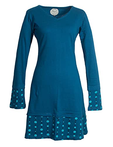 Vishes - Alternative Bekleidung - Langarm Damen Freizeit Lagenlook Jerseykleid Strickkleid Sweatshirt-Kleid türkis 36 von Vishes