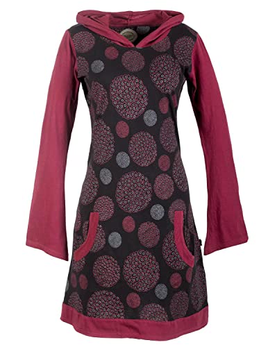 Vishes - Alternative Bekleidung - Langarm Damen Hippie Baumwollkleid mit Zipfelkapuze und Taschen schwarz 40 von Vishes
