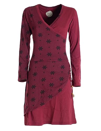 Vishes - Alternative Bekleidung - Langarm Damen Jerseykleid Baumwolle Bänder Blümchenmuster dunkelrot 38 von Vishes