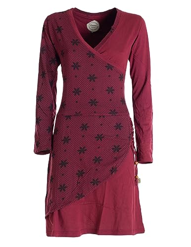 Vishes - Alternative Bekleidung - Langarm Damen Jerseykleid Baumwolle Bänder Blümchenmuster dunkelrot 44 von Vishes