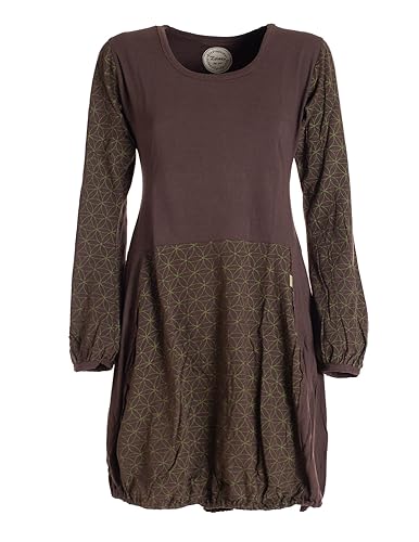 Vishes - Alternative Bekleidung - Langarm Damen-Keid Ballon-Kleid Shirt-Kleid kurz Loose fit braun 34 von Vishes
